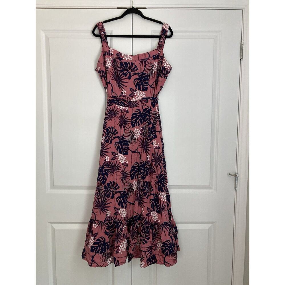 Modcloth Sleeveless Pink Tropical Print Maxi Dress